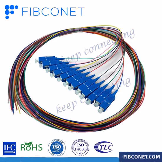 FTTH 12 Core Optical Cable Sc/APC Singlemode Fiber Optic Pigtail