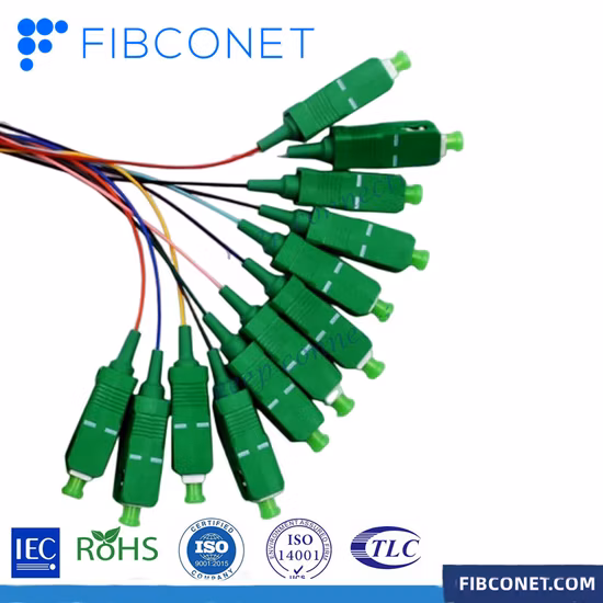 FTTH 12 Core Optical Cable Sc/APC Singlemode Fiber Optic Pigtail
