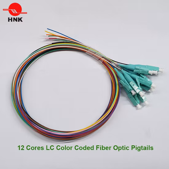 12 Cores Sc LC Sm APC Om3 Om4 Color Coded Fiber Optic Pigtail